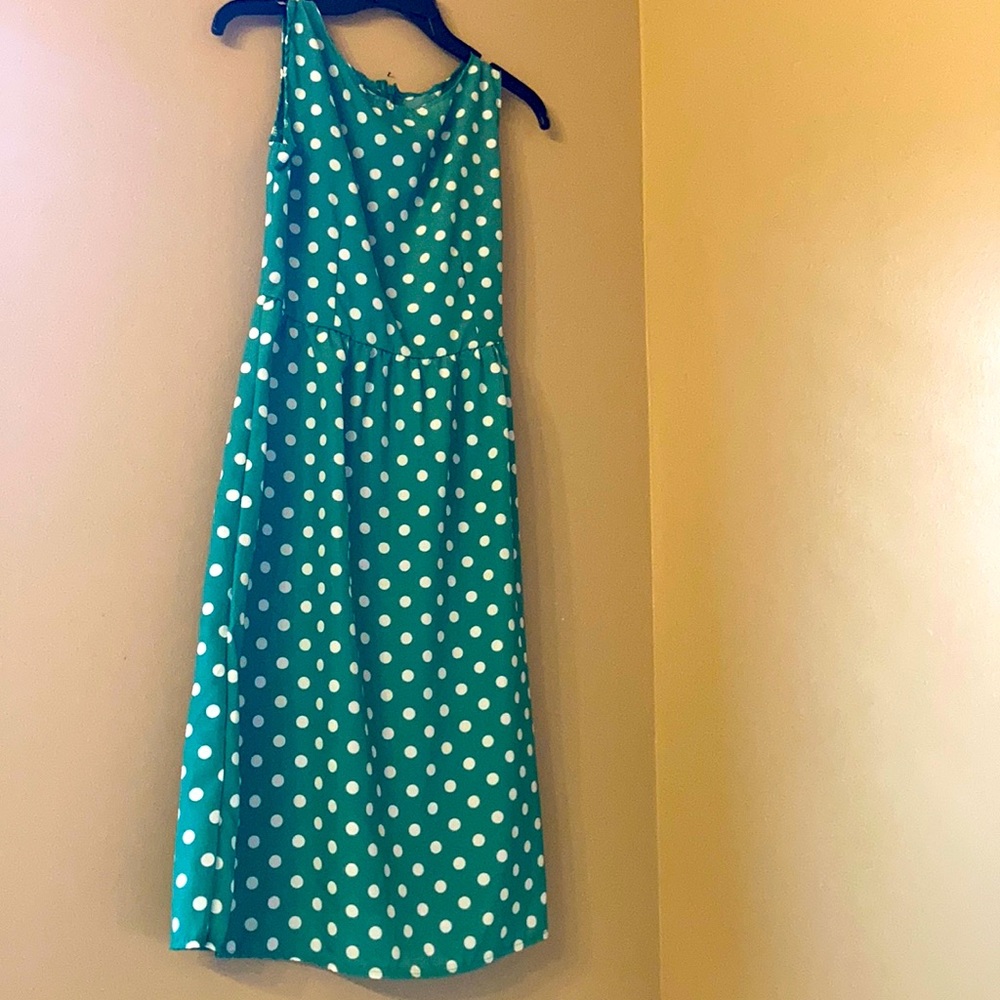 Green polka dot dress